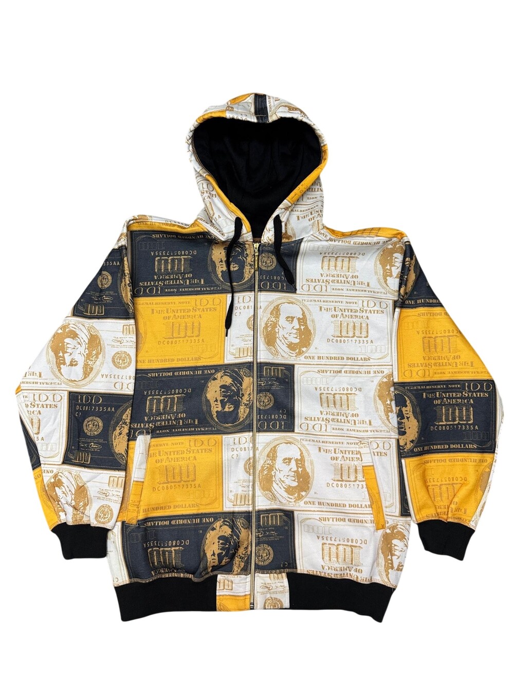 Five Elementz Hoodie Mens XL Multicolor 100 Dollar Bill hip hop y2k skater baggy